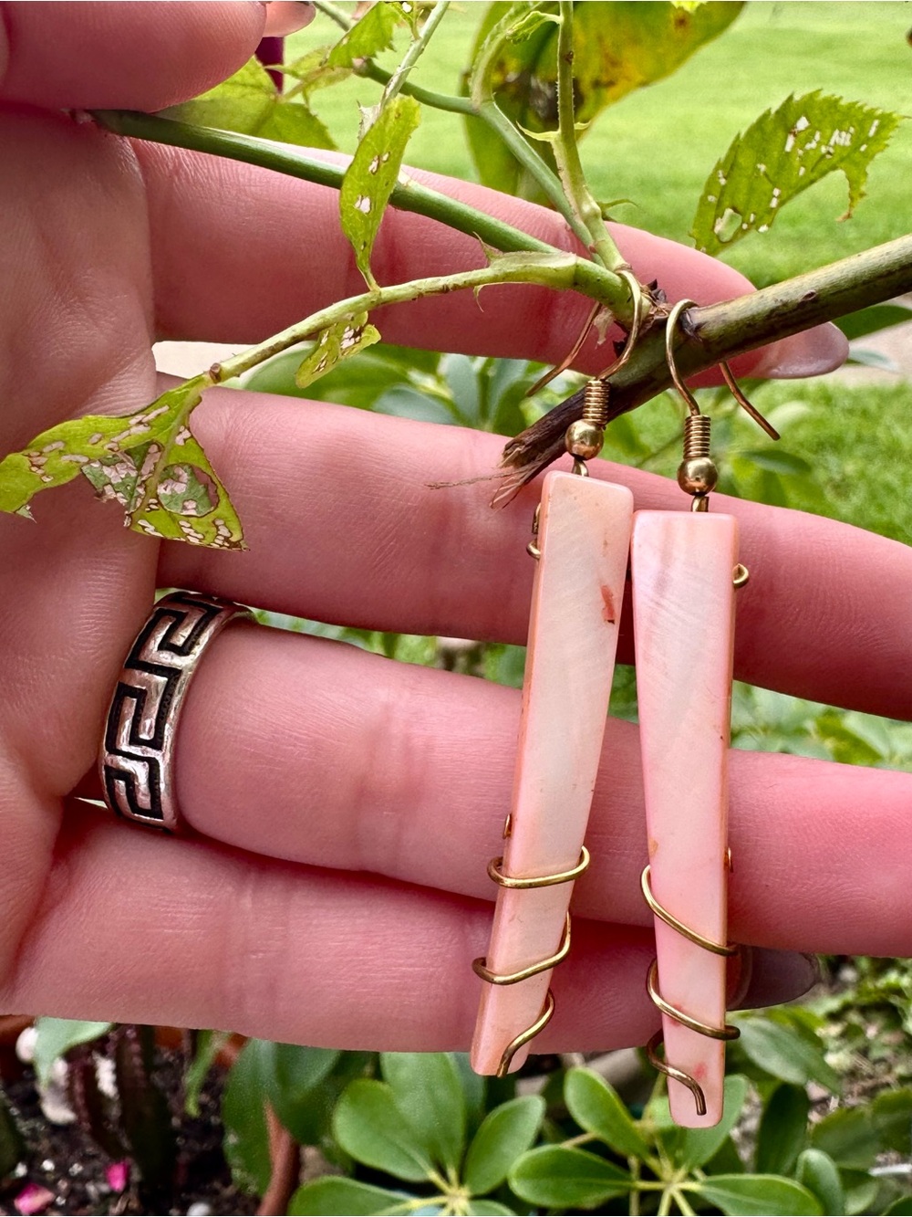 Handcrafted Pink Shell Dangle Earrings